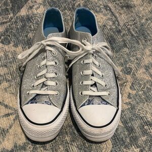 Converse All Star Silver Glitter Women's Platform Sneakers
